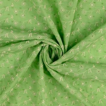 Dobby Voile mit Blumenstickerei, lindgrün